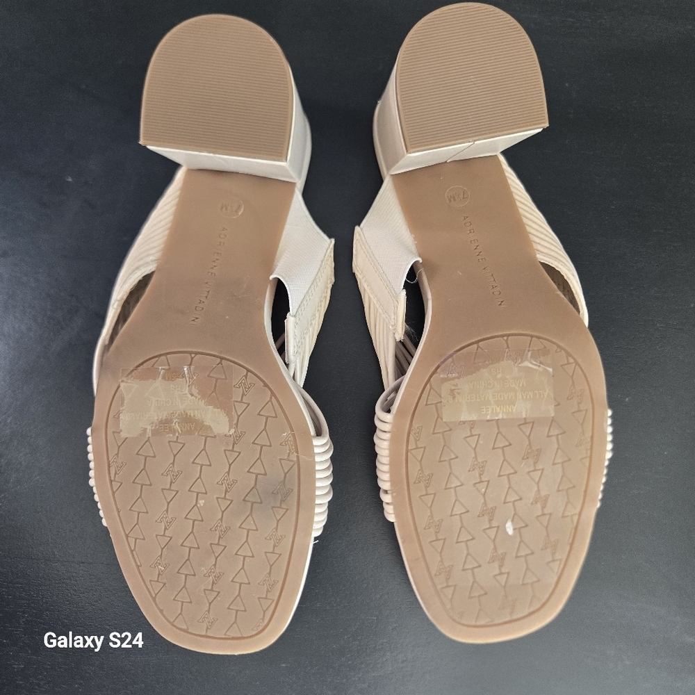 Adrienne Vittadini Annalee Block Heel Mule Sandals Cream Size 7.5 - Picture 7 of 13